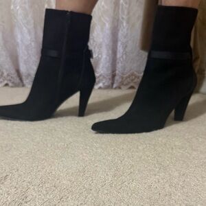 Stuart Weitzman Black Suede Heeled Boots